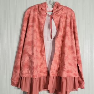 Logo Lounge by Lori Goldstein, Coral Blush Hooded Fleece Jacket,  Sz L